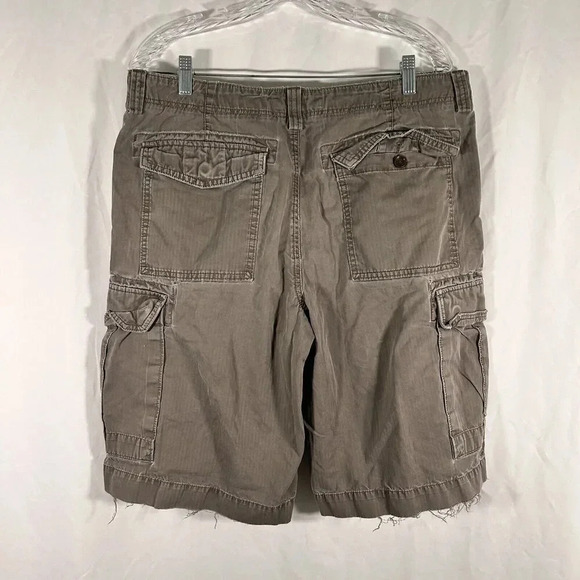 Banana Republic Cargo Shorts Men's 35 Grey Button Zip 100% Cotton Distressed - Picture 8 of 10